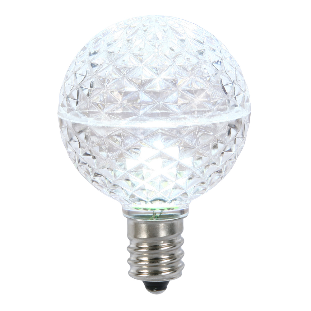 25 LED G50 Globe Cool White Faceted Retrofit C9 E17 Socket Christmas Replacement Bulbs
