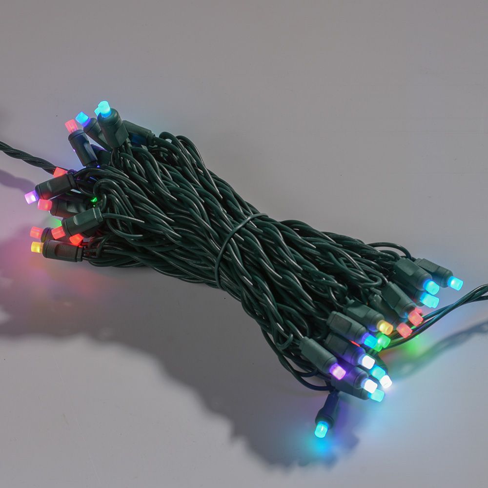 50 LED 5MM RGB Color Change Two Wire Concave Christmas Light Set Pack of 25