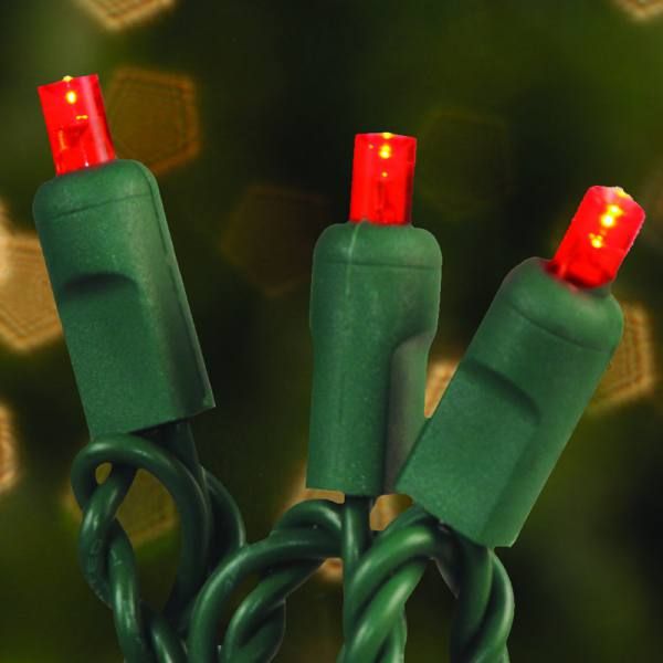 4 Inch Spacing Commercial Grade LED 5MM Red Color Two Wire Concave Christmas Light Set Of 10