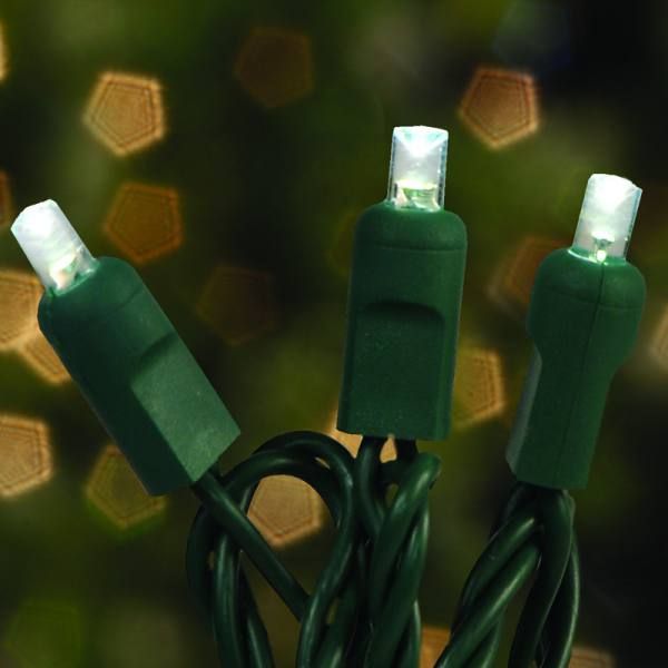 4 Inch Spacing Commercial Grade LED 5MM White Color Two Wire Concave Christmas Light Set Of 10