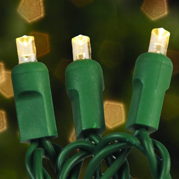4 Inch Spacing Commercial Grade LED 5MM Warm White Color Two Wire Concave Christmas Light Set Of 10