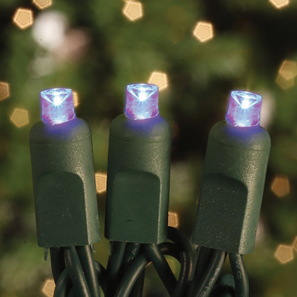 70 Commercial Grade LED 5MM Ice Blue Color Concave Christmas Light Set Of 10