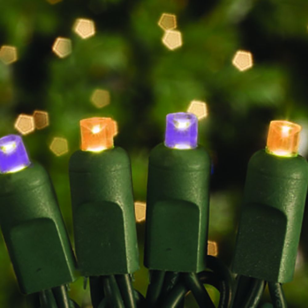 70 Commercial Grade LED 5MM Orange And Purple Color Concave Christmas Light Set Of 10