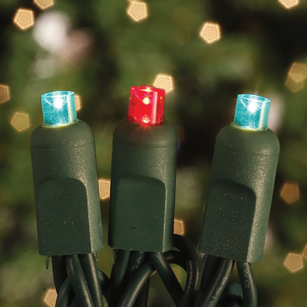 70 Commercial Grade LED 5MM Red And Green Color Concave Christmas Light Set Of 10