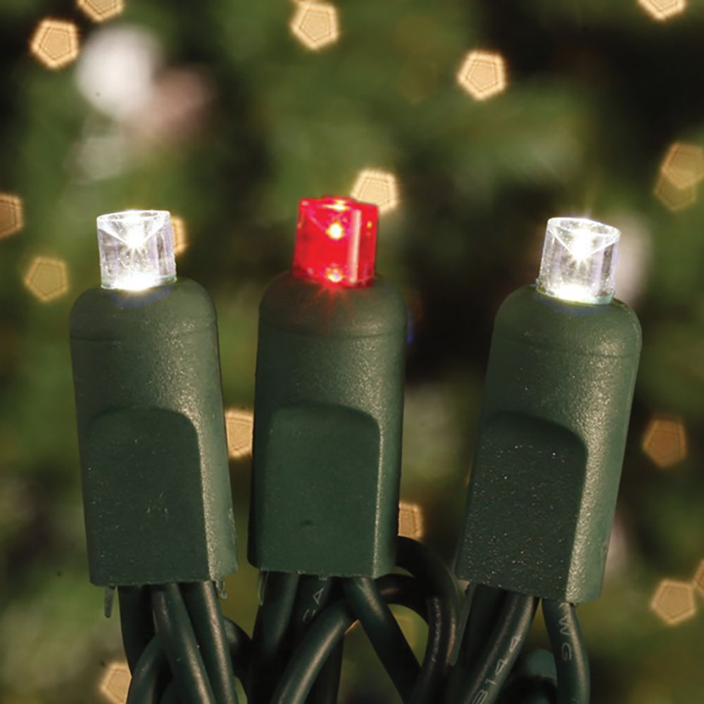 70 Commercial Grade LED 5MM Red And White Color Concave Christmas Light Set Of 10