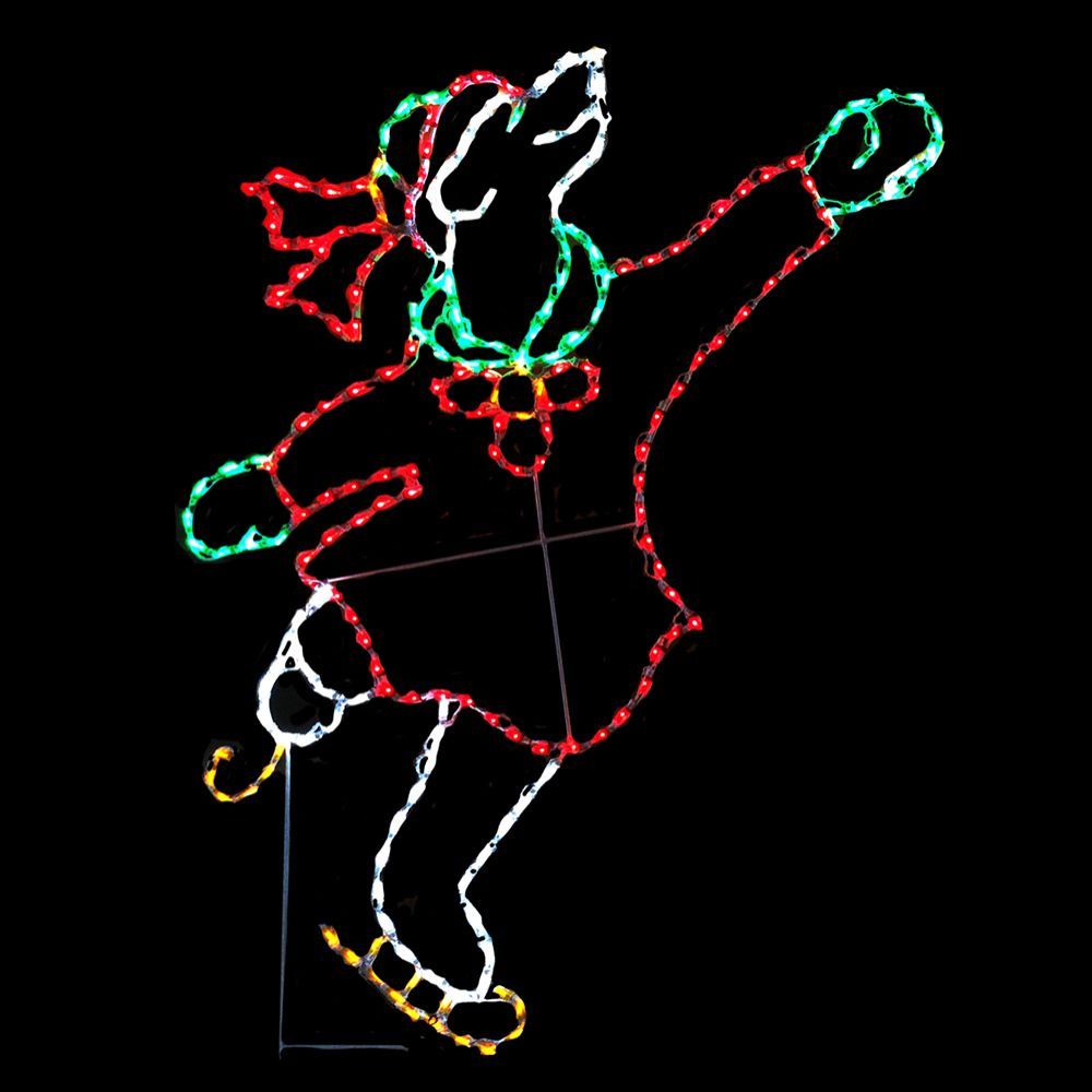 LED Skating Polar Bear Girl Lighted Christmas Outdoor Decoration