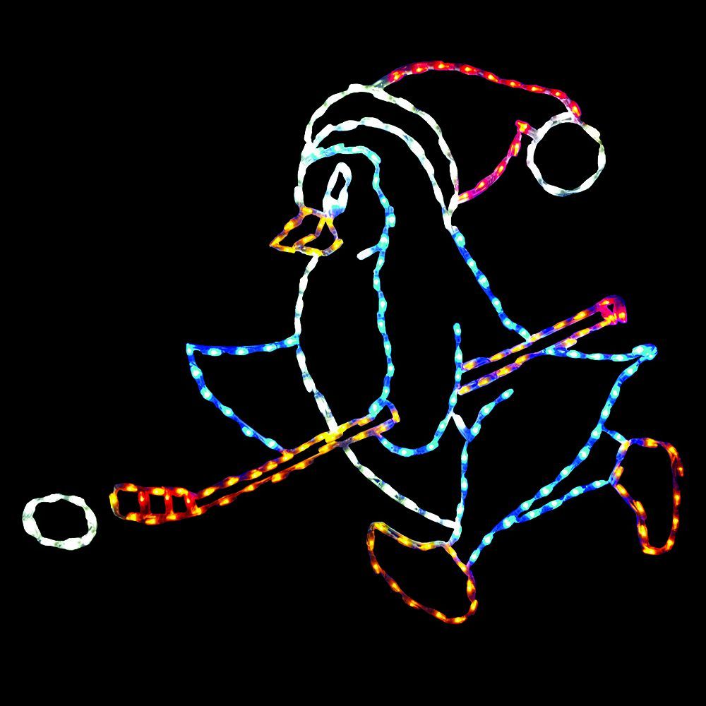 LED Left Facing Hockey Penguin Outdoor Lighted Christmas Decoration
