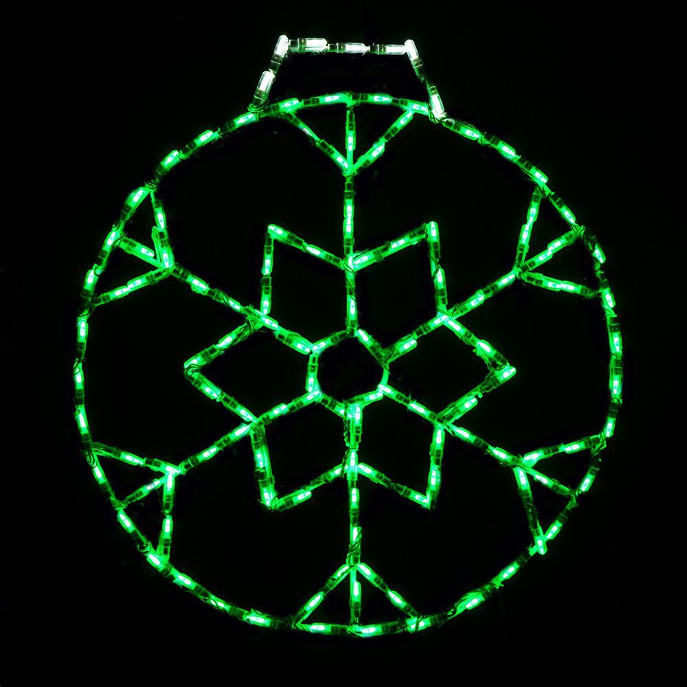 Christmastopia.com Snowflake Ornament Small Green LED Lighted Outdoor Assorted Decoration Set Of 2