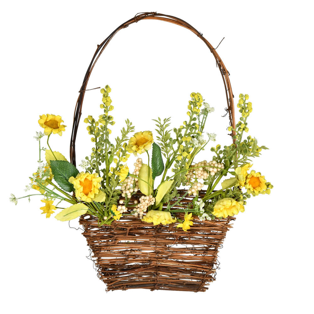 10 Inch Decorative Artificial Yellow Sunflower Easter Basket Decoration