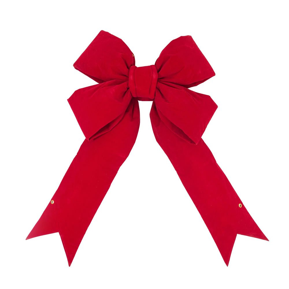 90 Inch Red Velvet Four Loop Structural Outdoor Christmas Bow