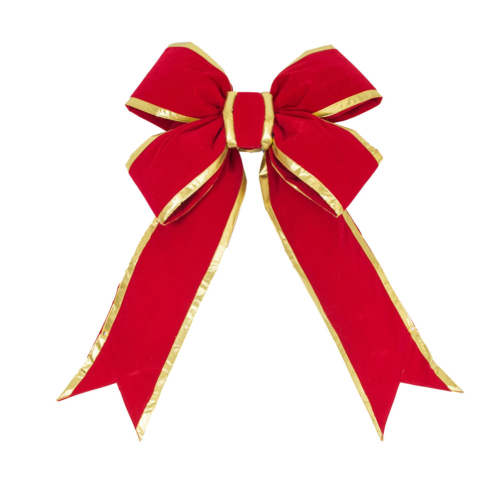 60 Inch Red with Gold Trim Four Loop Velvet Structural Indoor Christmas Bow