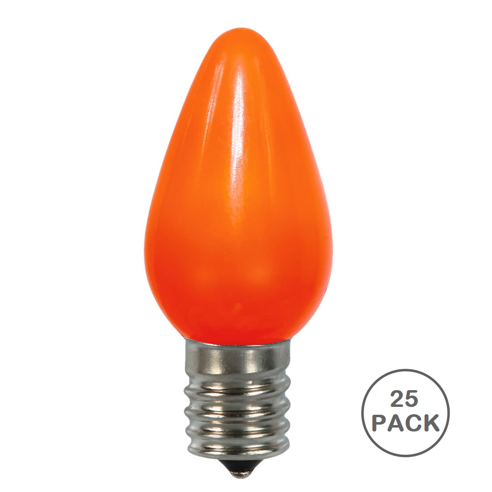 25 LED C7 Orange Ceramic Retrofit Halloween Night Light Replacement Bulbs