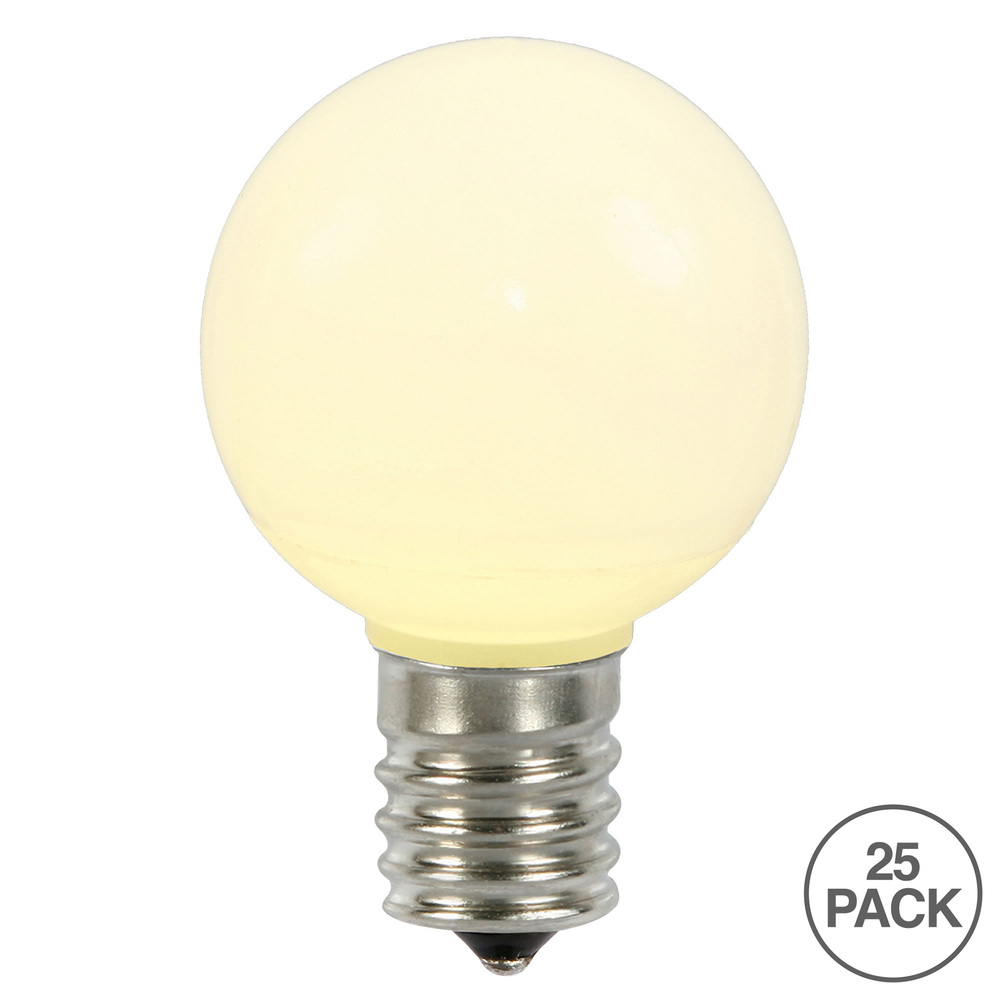 Christmastopia.com 25 LED G50 Globe Warm White Ceramic Retrofit C9 E17 Socket Replacement Bulbs