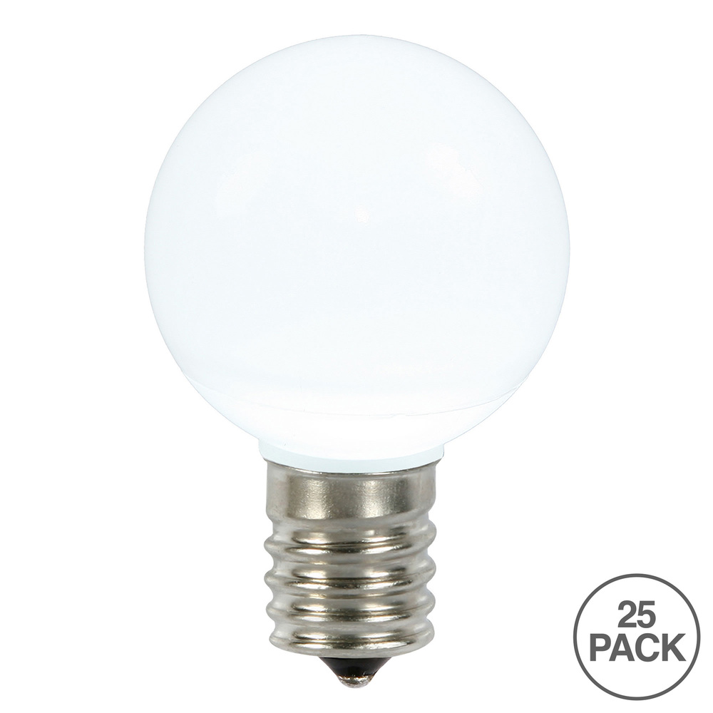 Christmastopia.com 25 LED G50 Globe Cool White Ceramic Retrofit C9 E17 Socket Replacement Bulbs