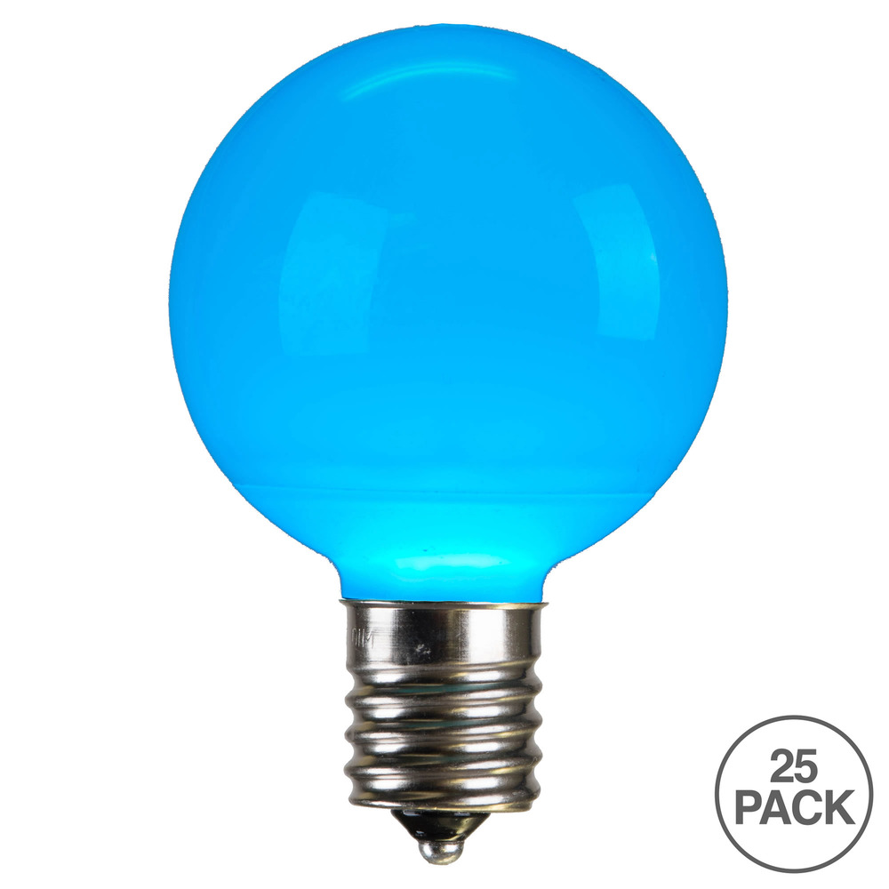 Christmastopia.com 25 LED G50 Globe Teal Ceramic Retrofit C9 E17 Socket Replacement Bulbs