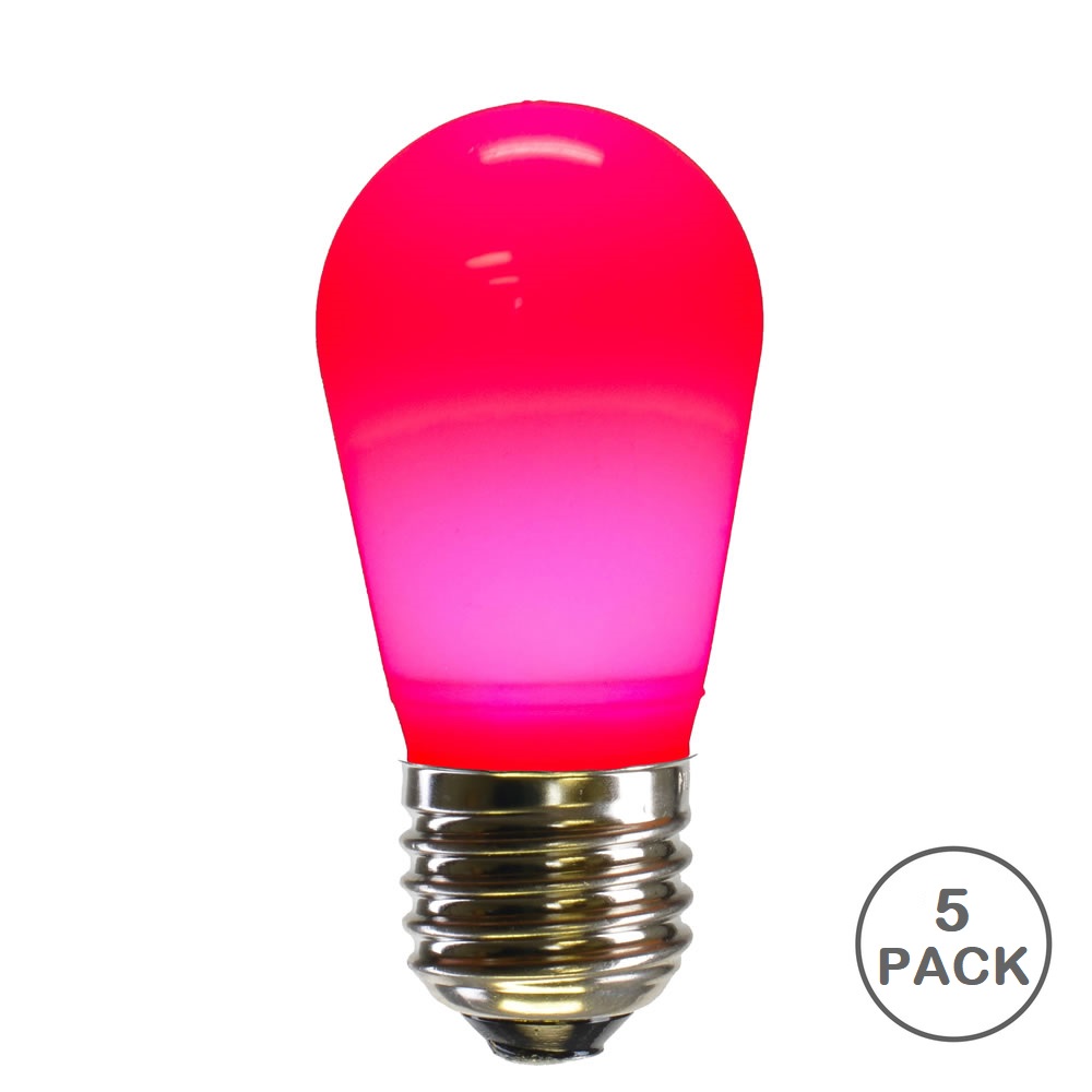 5 LED S14 Patio Ceramic Pink Retrofit Replacement Bulbs