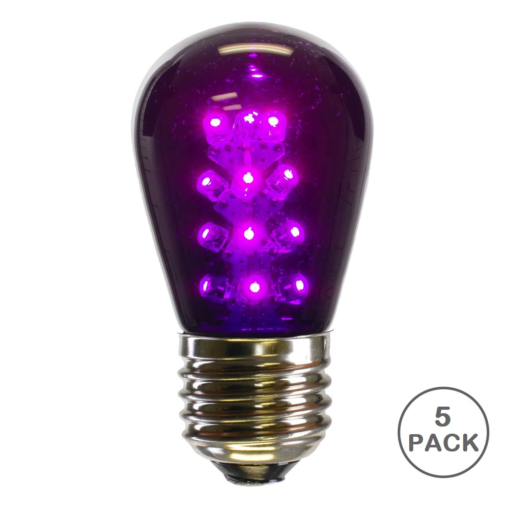 5 LED S14 Patio Transparent Purple Retrofit Replacement Bulbs