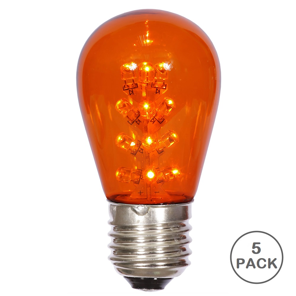 5 LED S14 Patio Transparent Amber Retrofit Replacement Bulbs