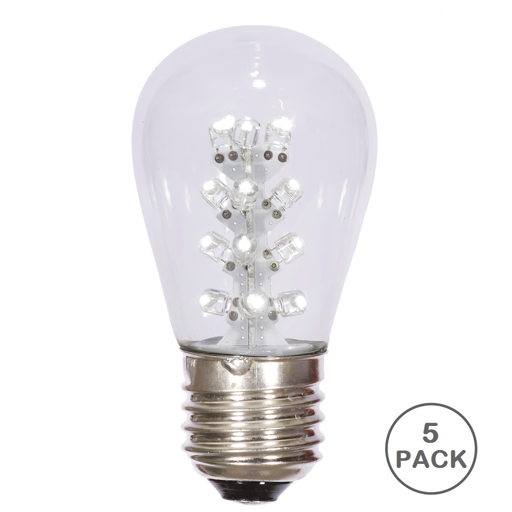 Christmastopia.com 5 LED S14 Patio Transparent Pure White Retrofit Replacement Bulbs