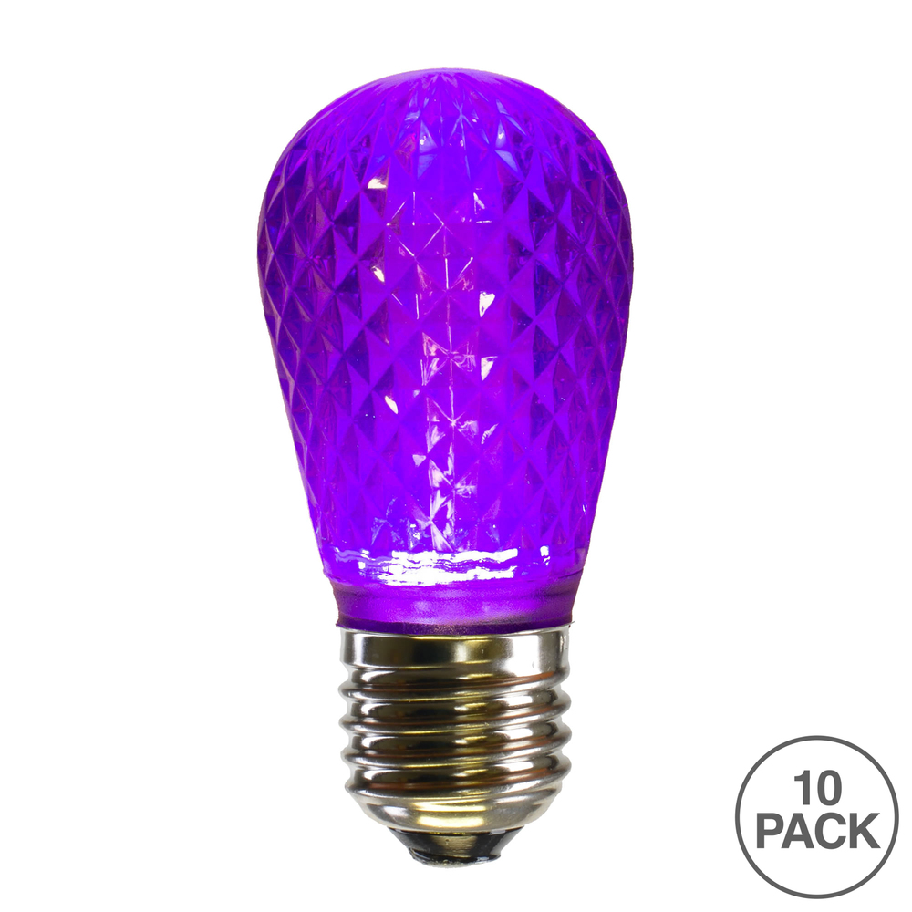 10 LED S14 Patio Faceted Purple Retrofit Christmas Replacement Bulbs