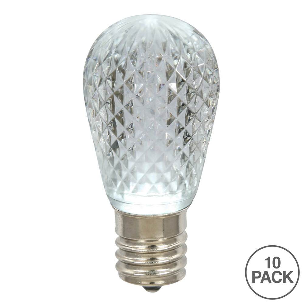 Christmastopia.com 10 LED S14 Patio Faceted Pure White Retrofit Christmas Replacement Bulbs
