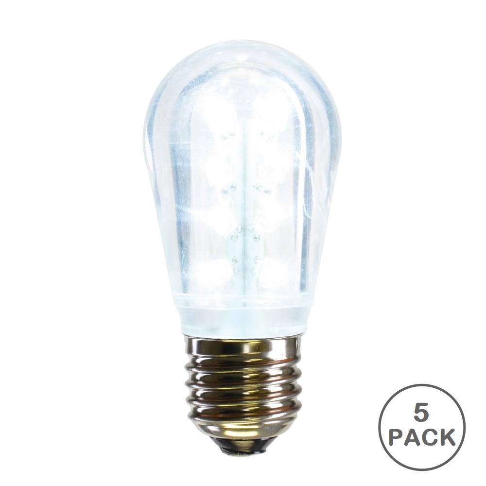 5 LED S14 Patio Transparent Cool White Plastic Retrofit Replacement Bulbs