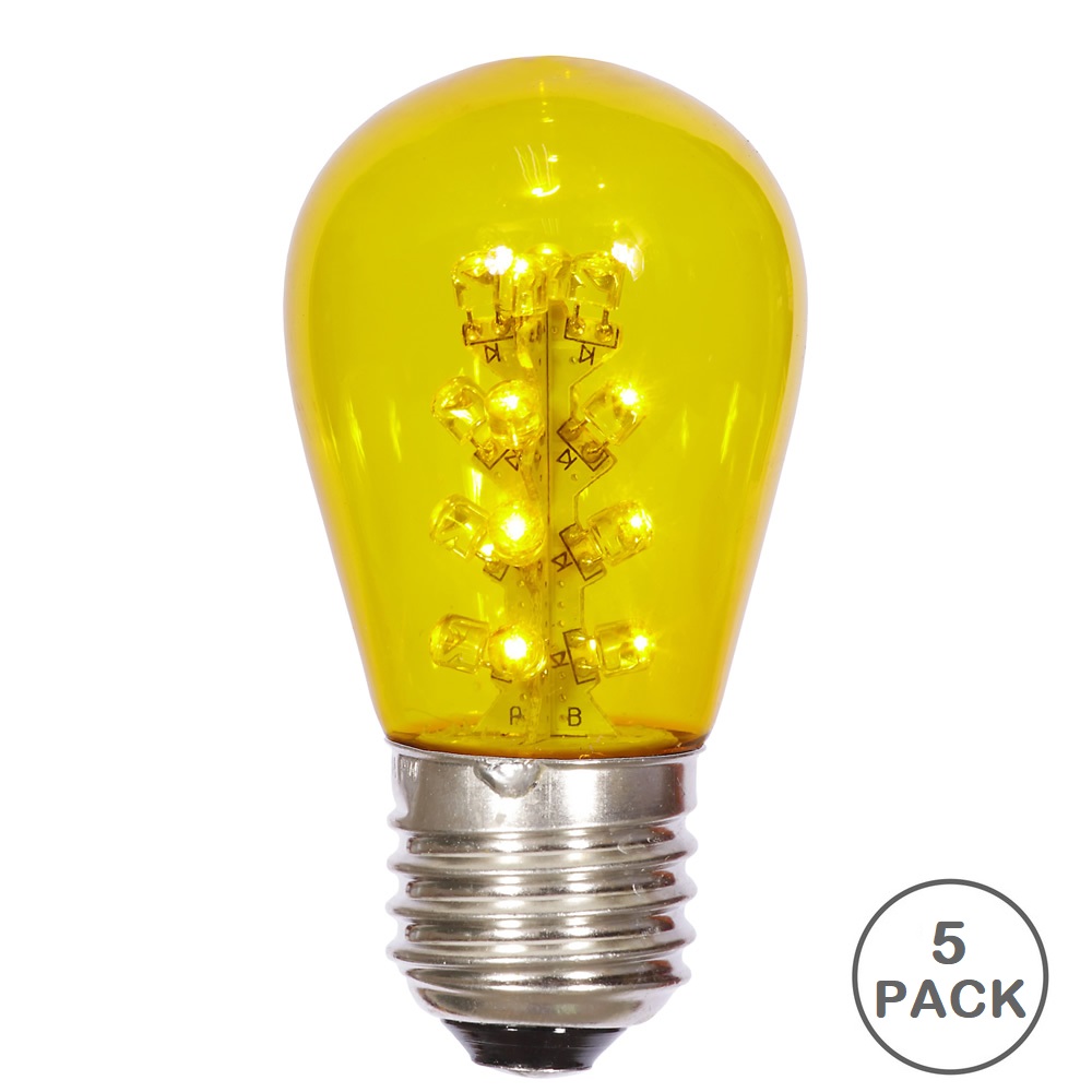 Christmastopia.com 5 LED S14 Patio Transparent Yellow Plastic Retrofit Replacement Bulbs