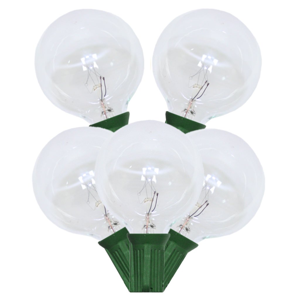 Christmastopia.com 15 Incandescent G50 Globe Clear C7 Socket Christmas Light Set Green Wire