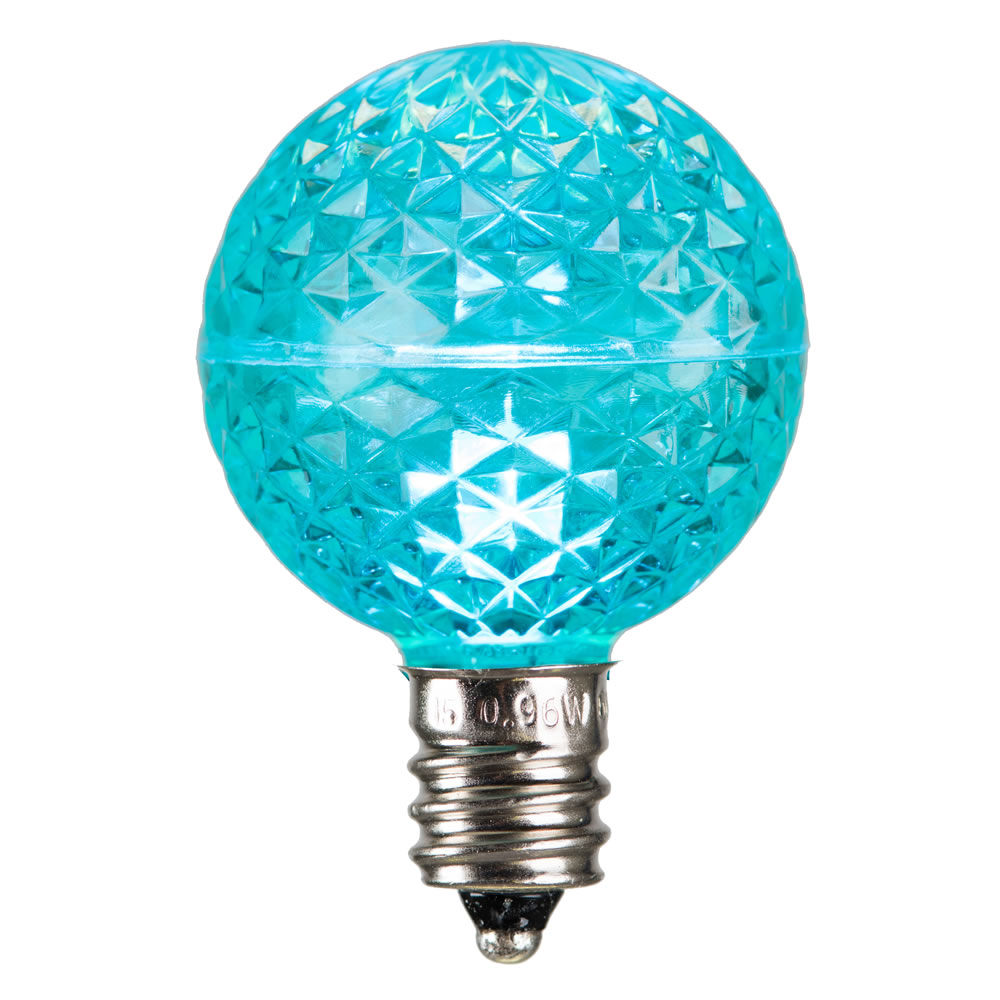 Christmastopia.com 25 LED G40 Globe Teal Faceted Retrofit Night Light C7 Socket Replacement Bulbs