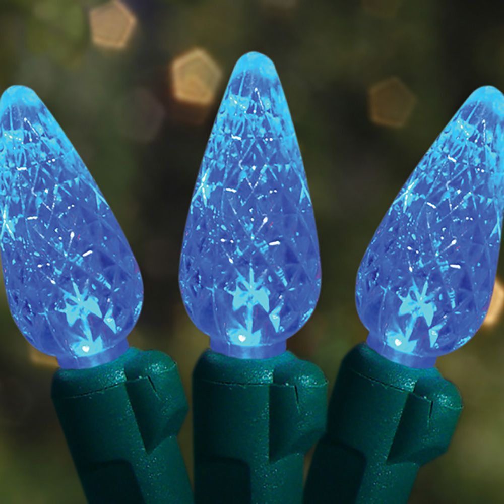 70 Commercial Grade LED C6 Strawberries Blue Color Christmas Light Set Of 10