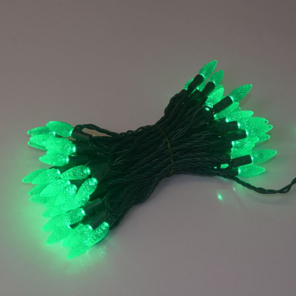 70 Commercial Grade LED C6 Strawberries Green Color Christmas Light Set Of 10