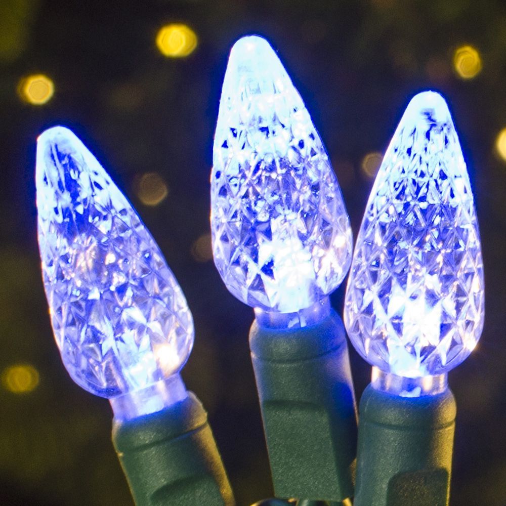 70 Commercial Grade LED C6 Strawberries Ice Blue Color Christmas Light Set Of 10