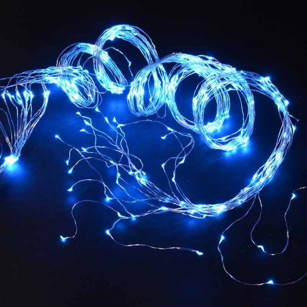 360 Blue LED Thin Wire Micro Lights With Clear Wire