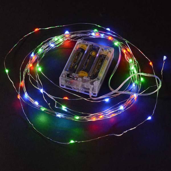 50 Multi Color LED Thin Wire Micro Lights Battery Operated