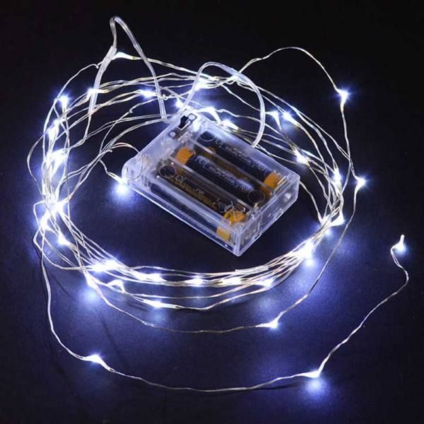 50 White Color LED Thin Wire Micro Lights Battery Operated