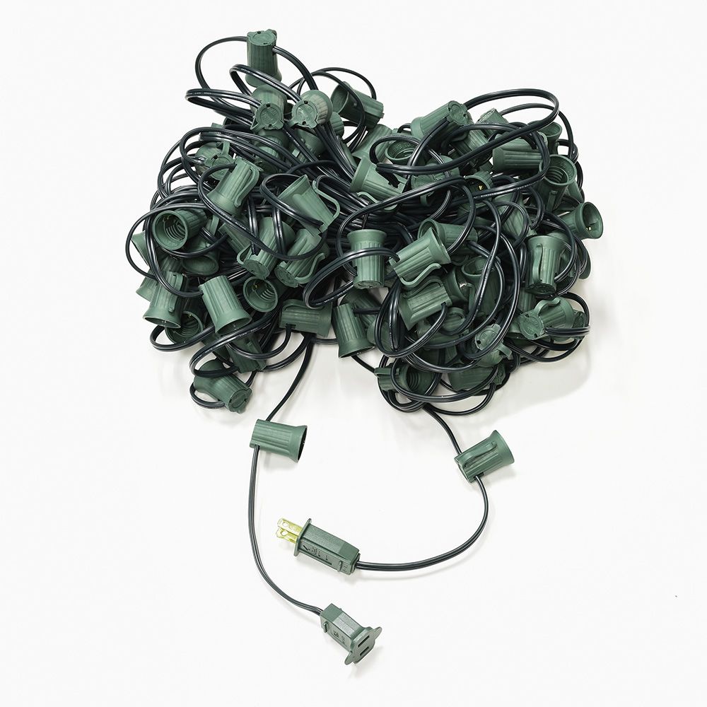 Christmastopia.com 100 Foot C9 Green Cording With Sockets and Plugs Ends Set Of 6