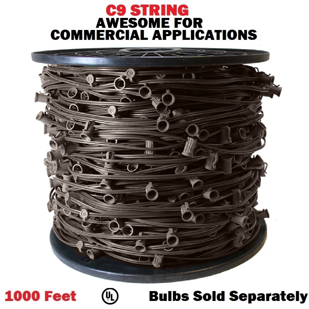 Christmastopia.com 1000 Foot C9 Light String 12 Inch Spacing Brown Wire