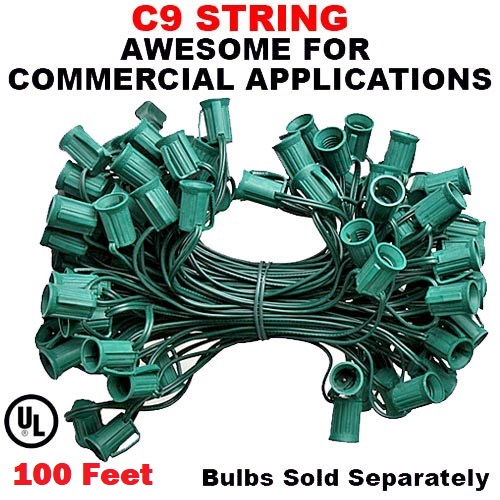 Christmastopia.com 100 Foot C9 Light String 12 Inch Spacing Green Wire