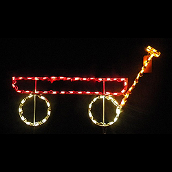 Little Red Wagon LED Lighted Outdoor Lawn Decoration