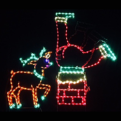 Christmastopia.com Santa Claus Stuck in Chimney Animated with Reindeer LED Lighted Outdoor Christmas Decoration