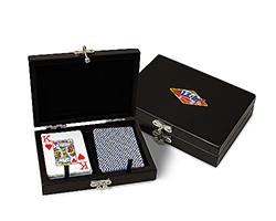 Christmastopia.com - Black Wooden 2 Deck Card Box