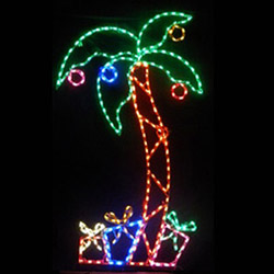 Palm Tree with Ornaments and Gifts LED Lighted Outdoor Lawn Decoration