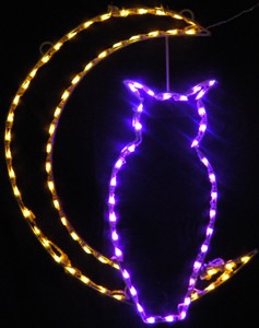 Owl Sitting on Crescent Moon LED Lighted Outdoor Halloween Decoration