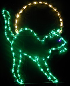 Cat with Moon Silhouette LED Lighted Halloween Decoration