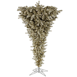 7.5 Foot Champagne Upside Down Artificial Christmas Tree Unlit
