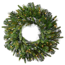 24 Inch Cashmere Artificial Christmas Wreath 50 LED Warm White Lights