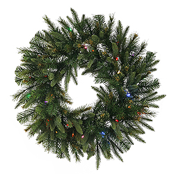 36 Inch Cashmere Wreath 100 LED M5 Italian Multi Color Mini Lights
