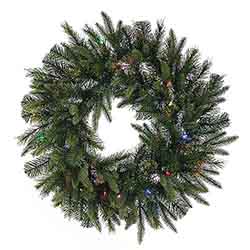 48 Inch Cashmere Wreath 100 LED Multi Color Mini Lights