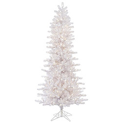 Christmastopia.com - 8.5 Foot Crystal White Slim Artificial Christmas Tree 650 LED Warm White Lights
