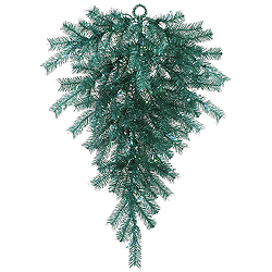Christmastopia.com 36 Inch Aqua Tinsel Artificial Christmas Teardrop 50 Teal Lights